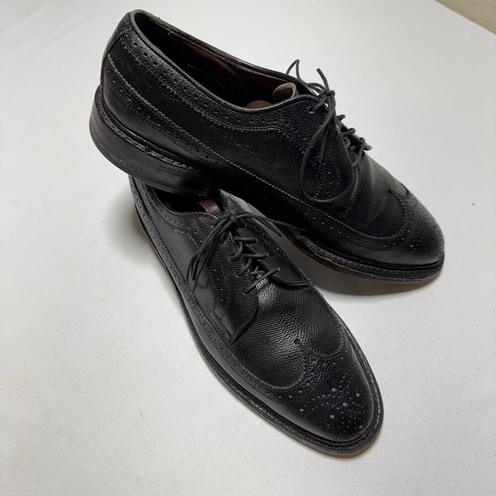Allen Edmonds MacNeil Black Pebble Leather Longwing Blucher Oxford Size 8C